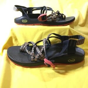 Chaco Navy Sandals with Pink and Orange Details